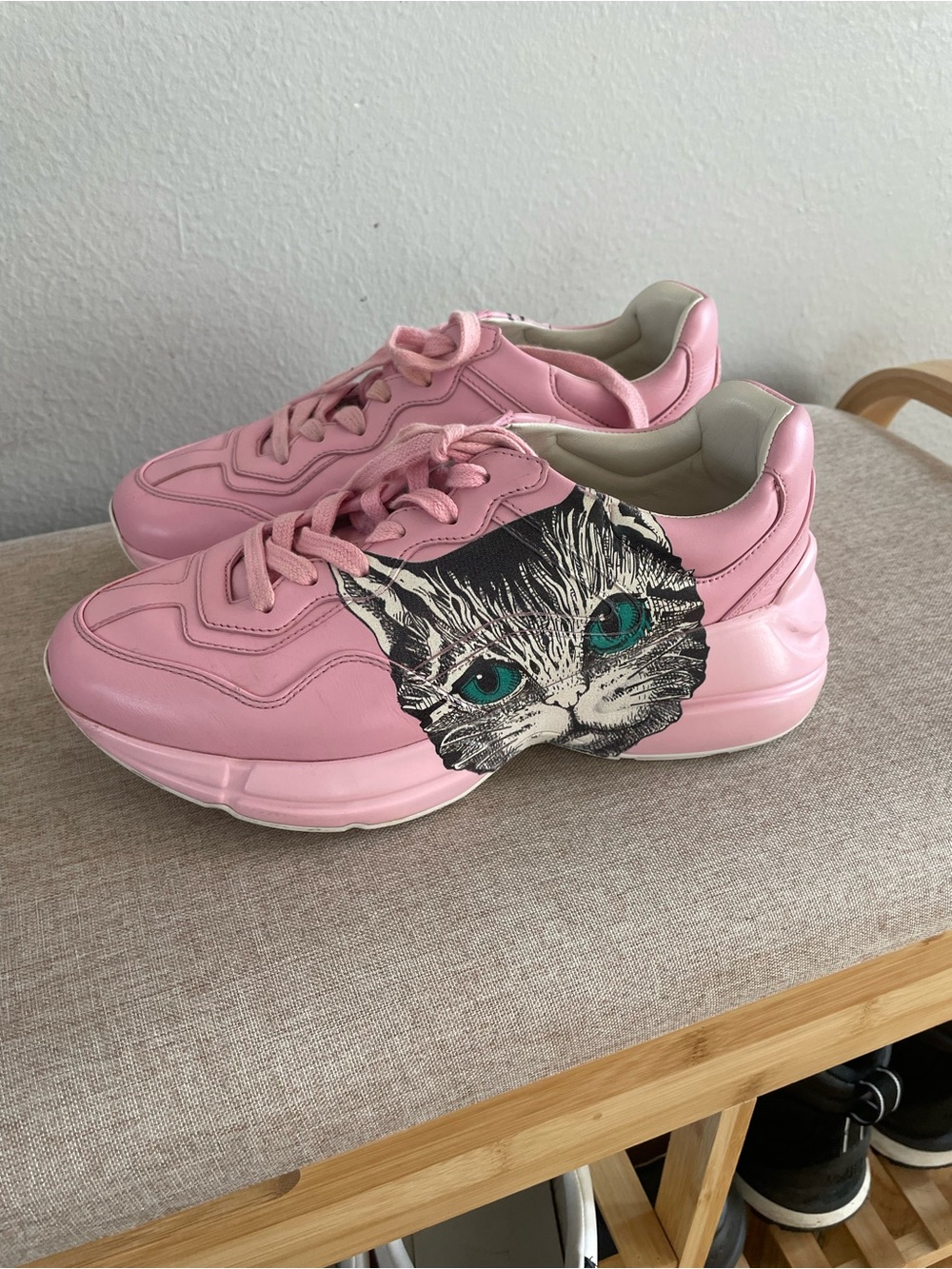 Pink Women's Cat Graphic Platform Sneakers